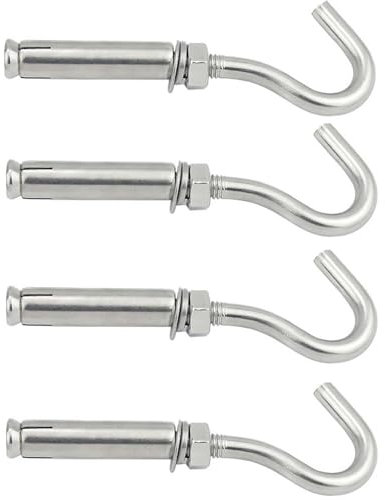 4 Stück Zement-Wandhaken mit Dehnschraube, Ösenbolzen aus Edelstahl, robuste Ankerbolzen für Hängematte, Möbel(M12 Offen)