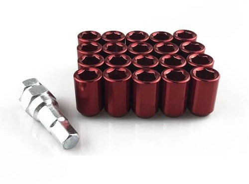 JJRFVBGT Radnabenbolzen Auto-Radschrauben, Muttern, Stehbolzen, Stahl-Radschrauben, Rennstahl, 32 Mm, Radmuttern M12 X 1,5/M12 X 1,25, Mit Schlüssel 20+1(M12x1.25)