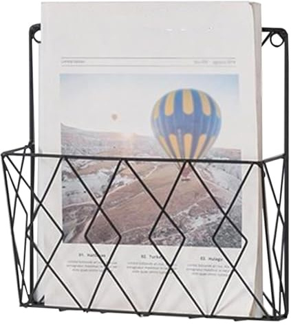 SKINPA An der Wand montierter Dokumentenhalter, Zeitschriftenregal, Zeitschriftenhalter aus Metall, Bücherregal, Literaturaufbewahrungsständer for das Wartezimmer der Schule im Home Office(Black)