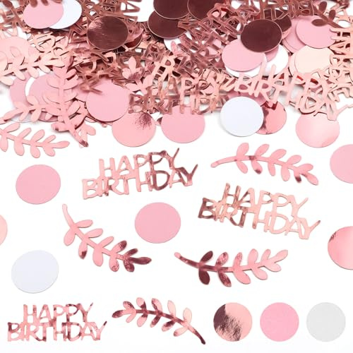 200 Stück Rosa Konfetti Geburtstag Deko, Happy Birthday Deko | Konfetti Streudeko für Frau