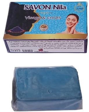 Jabón Nila Azul Natural - Hidratante y aclarante para la Piel | Propiedades Antibacterianas y Exfoliantes | 100% Ingredientes Naturales | 100g