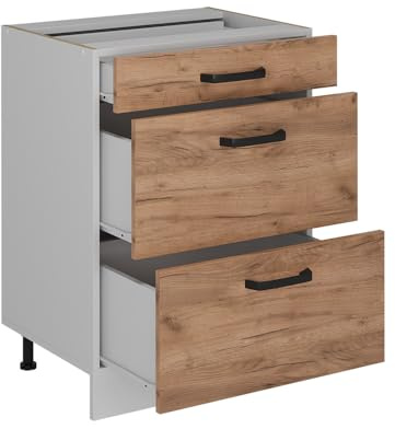 Vicco Mueble bajo de Cocina R-Line, Roble Dorado, 60 cm sin encimera, para combinación Libre Dentro de Sistemas de Cocina modulares