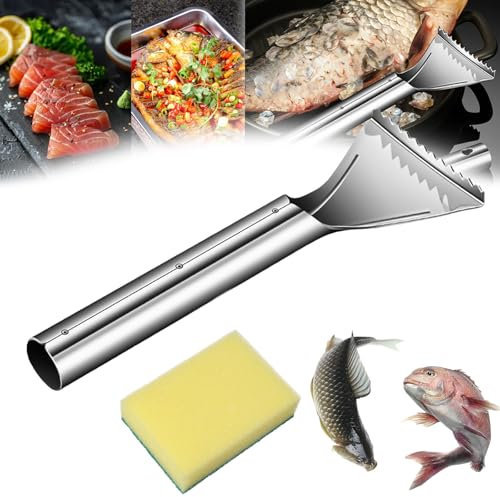 Sharp Stainless Steel Fish Scaler, Portable Fish Peeler, Portable Cordless Fish Scale Remover, Kitchen Tool 304 Stainless Steel for Daily Cooking, Professional Chefs, Restaurants (1Pcs)
