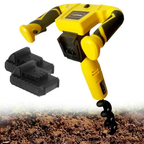 Electric Post Hole Diggertools, 30x8cm Garden Extend Spiral Auger Drill Bit for Digging Rapidly, 2x2AH Batteries, Garden Power Auger, Fences Digger Fence Posts For Gardening, Bulb Planting Auger