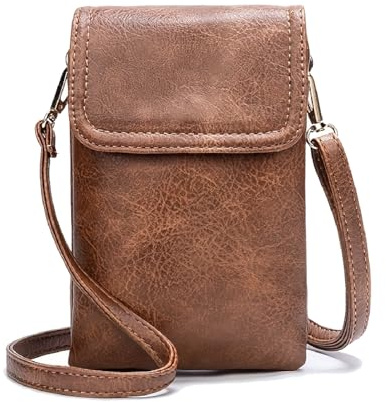 HiRiley Crossbody Bag for Women Leather Small Cell Phone Bag Purses Shoulder Wallet Adjustable Detachable Strap