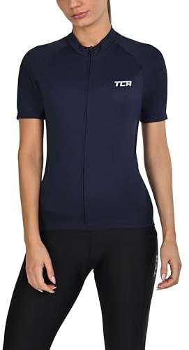 TCA leichtes Radtrikot für Damen - kurzärmliges Fahrradtrikot Damen - Athletic Fit Rennrad Trikot - Fahrrad Shirt mit 3 Rückentaschen - Radtrikot Kurzarm - Radbekleidung