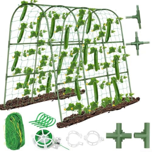 NbgrvB Soporte para plantas de jardín, marco de enrejado en forma de U con núcleo de acero recubierto de plástico, estructura de soporte de plantas trepadoras de 120 x 120 cm, para pepino, tomates