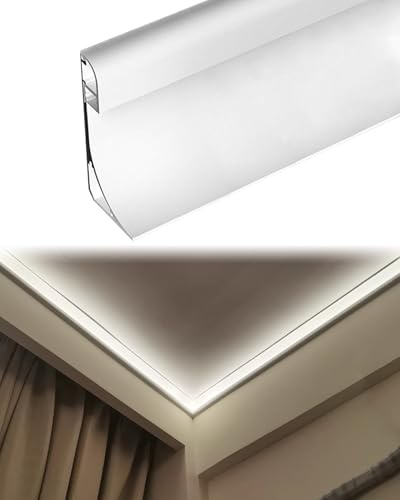 Moulure de garniture de plafond avec canal LED, éclairage indirect, couronne pour corniche murale et plinthe, diffuseur de plinthe à LED (6,8 m)