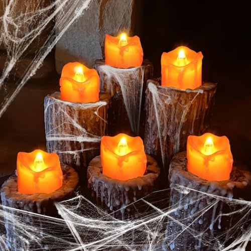 12 velas LED de té, velas de té LED, para decoración de Halloween, decoración al aire libre, jardín, Halloween, funciona con pilas, para fiestas