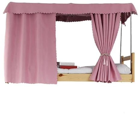 XYUERU Volltonfarbe Etagenbett Vorhang, Hochbett Bettvorhang Moskitonetz | Etagenbett Staubdicht Schlafsaal Bettvorhänge,Staubdicht Betthimmel Atmungsaktiv Verdunkelung Sichtschutz(Pink,2x1.2m)