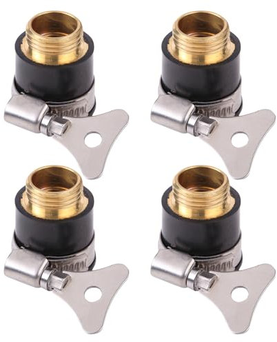 Practical Brass Faucet Adapter 4PCS for Garden Hose with Secure Fixing Clip Leakproof Design High Pressure Water Flows Faucet Adapter with Fixing Clip