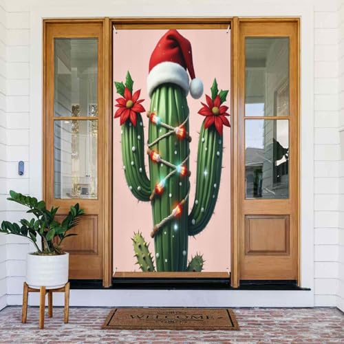 Moderno cactus foresta verde stampa n. 67 coperture decorative per porta, decorazione per interni ed esterni, primavera, estate, autunno, inverno, Halloween, Natale, decorazioni per la casa