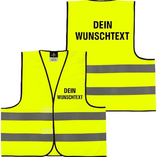 Personalisierte Warnweste mit Wunschtext – Sicherheitsweste individuell bedruckt – Für Events, Party, Bau, Security – Gelb & Orange – XS bis 6XL