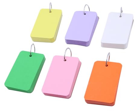 TOYZFRIENDY 6 Stück Teiliges Große DIY Karteikarten mit Bunten Blanko Stabiler Metallring Vielseitig als Lernkarten Notizzettel Tragbar für Schule und Büro Einfache Befüllung