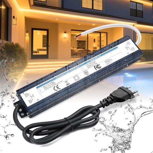 BRIMETI LED Trafo 12V 300W Wasserdicht IP67 Outdoor LED Netzteil 25A Mit Stecker Treiber Transformator AC 230V auf DC 12V Außenbereich Dünner Schaltnetzteil Kompakter Konstantspannung für Streifen