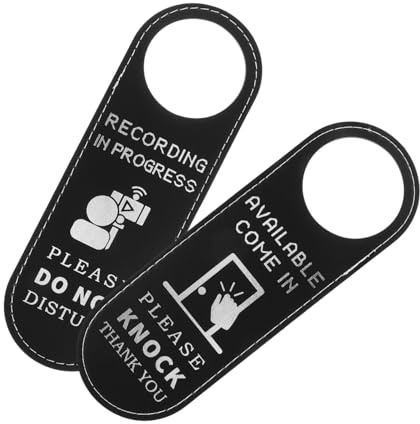 MUELODSIC 2pezzi Segnaletica Porta Doppia Faccia in Pu Pelle Cartello Registrazione e Non Disturbare Appendibile Per Uffici Hotel Casa Design Elegante e Resistente