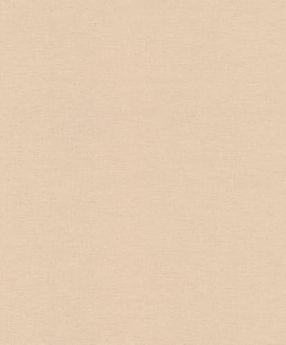 Rasch 709773 Farm Living Papier peint intissé uni beige chaud Structure en lin
