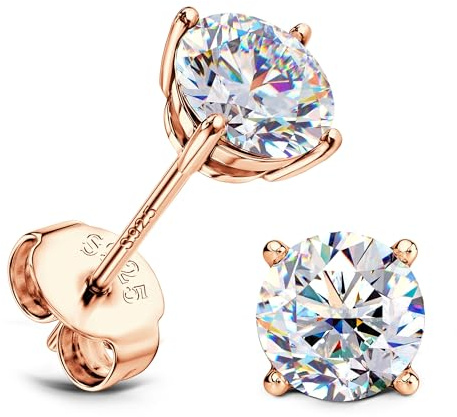 SLLAISS Pendientes Moissanita de Plata 925 para Mujer Y Hombre 0.6-4CTW | Baño de Oro Blanco 18K, Pendientes Hombre Plata Y Pendientes Hombre Diamante, Corte Redondo D Color VVS1, Clarity, oro mujer