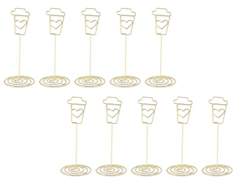 Haofy Portacarte da Tavolo da 10 Pezzi, Supporto per Segnaposto in Ferro e Metallo con Clamp/Holder Resistenti, Ideale per Matrimoni Ed Eventi (GOLD)