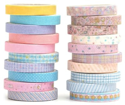 UYRVAPE Vendemmia Washi Tape Set Magrissimo Retrò Nastro Adesivo Decorativo per giornali, decorazioni fai da te, diari, pianificatori, album di ritagli, confezioni, Kawaii(20 Rotoli)