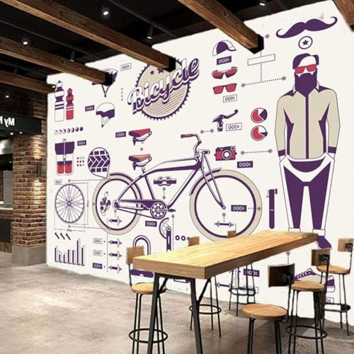 XLMING Peint À La Main Couleur Art Vélo Pièces Détachées Affiche 3D Papier Peint Texture Soyeuse Intissé Salle à Manger Bureau D'étude Canapé Chambre Salon TV Mur-150cm×105cm