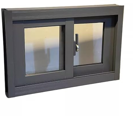 Kellerfenster, Horizontale Aluminium-Schiebefenster mit Sicherheitsglas und Insektenschutzgitter, für Schuppen, Badezimmer, Keller und Hühnerställe(60x80cm)