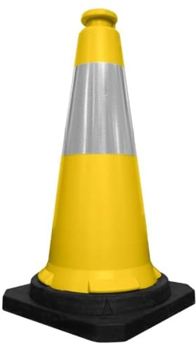 Berry 75CM Traffic Cones - Yellow High Visibility Traffic Safety Cone with Reflective and PVC Black Base, 30 Inch PE Portable Road Cones for Street (Set of 1)