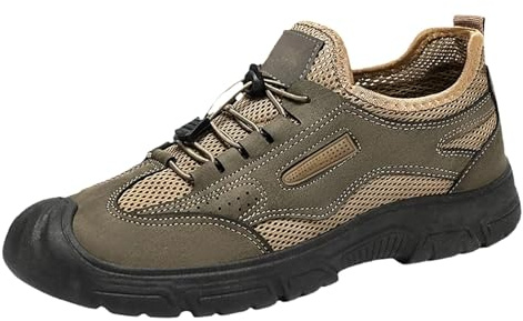 Vandringsskor herr barfota: Utomhusskor med skosnören trekkingskor mesh sportskor andas sneakers vintage sneakers halkfria fritidsskor vardag utomhus arbetsskor, kaki, 42 EU
