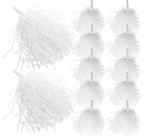 Kisangel Pompones para Animadoras 24 Piezas, Accesorio de Plástico para Animación Deportiva, Decoraciones para Fiestas de Porristas, Accesorios Portátiles para Rendimiento
