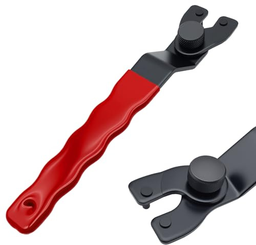 XYQMLY Angle Grinder Adjustable Spanner, Universal 10-52mm Lock-Nut Pin Key Wrench with Non-Slip Plastic Coated Grip, Angle Grinder Key, Angle Grinder Spanner (Red Black)