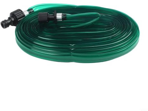 PVC Flat Soaker Hose, Garden Drip Irrigation Tube for Vegetable Bed Watering, Shrub and Tree Root Feeder, Leak Proof Flat Sprinkler, Water Saving Garden Hose for Flower Border(15M)