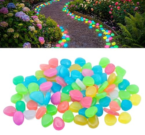 Ciottoli luminosi – Decorazione luminosa in resina artificiale colorata – pietre decorative da giardino – per decorazione acquario vicolo terrazza giardino casa bordo stagno piscina