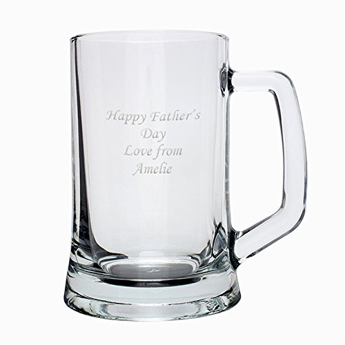 Custom Personalised Engraved Glass Pint Tankard Glass with Presentation Box. Ideal for Birthday, Weddings, For Him