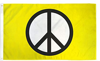 AZ FLAG Bandiera Simbolo Pace Giallo 150x90 cm Poliestere 100D 2 Occhielli | Uso interno ed esterno bandiera decorativa della pace doppie cuciture e bordi rinforzati con occhielli metallici