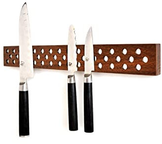 Magnetic Wooden Knife Bar Holder Strip, Cherry or Walnut, 12, 16, 20, or 24 Inch (16 Inch, Walnut)