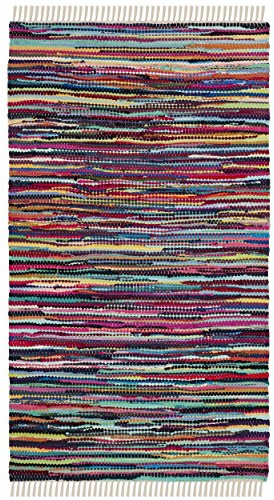 SAFAVIEH Rag Rug Collection Accent Rug - 2'6 x 4', Multi, Handmade Boho Stripe Cotton, Ideal for High Traffic Areas in Entryway, Living Room, Bedroom (RAR128G)