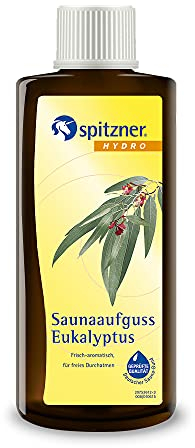 Spitzner Gesundheits-Saunaaufguss Eukalyptus frisch-intensiv 190 ml – Saunaöl mit Eukalyptus Minze Menthol, belebender erfrischender Saunaduft fördert tiefe Atmung