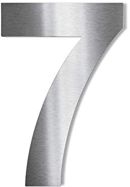 Metzler® Edelstahl Hausnummer 7 mit selbstklebender Rückseite und moderner Arial-Schrift Silber matt 75mm wetterfest pflegeleicht 3D-Design einfache Montage für Außenbereich Made in Germany