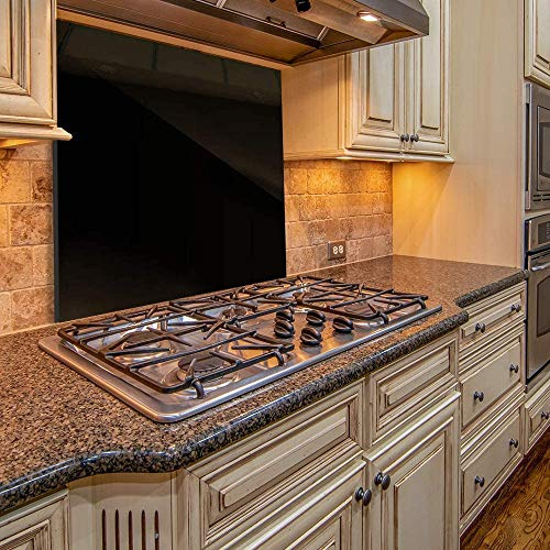 Home Supplies Black Tempered Glass Splashback for Kitchen, Toughened Glass Heat Resistant Splashbacks for Cookers (60x70, Black)