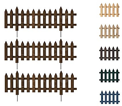 Floranica 3 pz Recinzione da giardino Recinzione a incastro Recinzione a doghe 100 cm lunghezza con pali in metallo per aiuole/orti Altezza 40 cm Marrone
