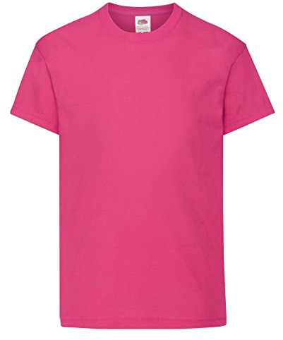 Fruit of The Loom T-Shirt Original Unisexe pour Enfant, Fuchsia, 9-11 Ans