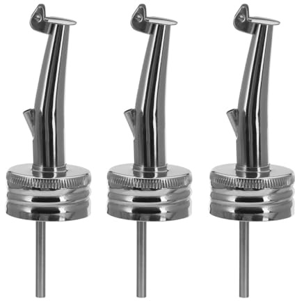 Westmark 3 Spirituosen-/Öl-Ausgießer für Flaschen mit Schraubgewinde, Ø 28 mm, mit Kläppchen, mit Luftröhrchen, Metall/rostfreier Edelstahl, Inox Gastro, Silber, 452022E3