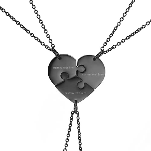 Cupimatch Freundschaftskette BFF Ketten für Freunde Freundin Familie - Personalisiert Liebe Herz Puzzle Halsketten für 2-3-4-5