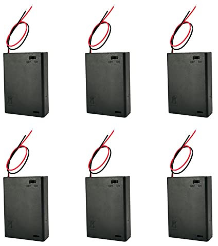 3 AA Battery Holder, 6 Pcs 3AA Battery Case, 3 AA Battery Box, 3X 1.5V AA Batteries Holder with ON/Off Switch and Leads for DIY and Maintenance