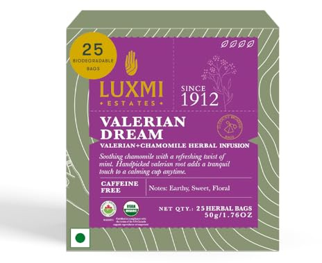 Luxmi Estates - Valerian Dream - Organic Valerian Root Tea for Sleep (25 Tea Bags, Valerian Root)