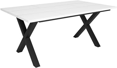 Skraut Home - Esstische | 8 Personen | 170 | Robust und stabil Dank Seiner Struktur und solide Beine | Ideal für Familienversammlungen | Weiß | Industrielles Stil