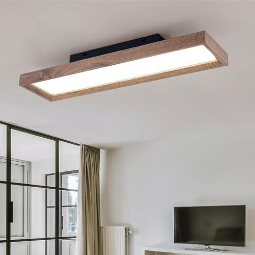 Gorssen LED Deckenleuchte Holz,30W Modern LED Deckenlampe 6000K Weißes Licht Deckenlampe für Schlafzimmer Esszimmer Arbeitszimmer für Schlafzimmer Wohnzimmer Flur Büro Arbeitszimmer