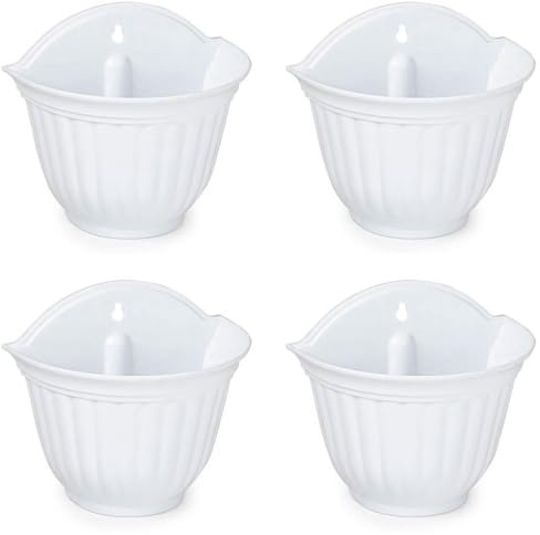 AC - Pack de 4 macetas de plástico para Pared, Tiesto, macetero Colgar, Recipiente para Plantas, Flores, balcón, Porche, hogar, Fabricada en España (Blanco - 26 x 29,5 x 19 cm)