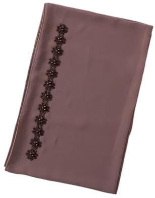 Niiyyjj Muslimischer Hijab-Chiffon-Schal für Damen, Perlenstickerei, Kopftuch, arabische Schals, afrikanische Haarabdeckung, braun, One size