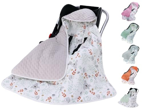 Miracle Baby Coperta Avvolgente in Cotone 90x90cm, Copertina Multifunzionale Universale per Neonati, Passeggino, Ovetto e Seggiolino Auto, Reversibile per Autunno e Inverno, Koala